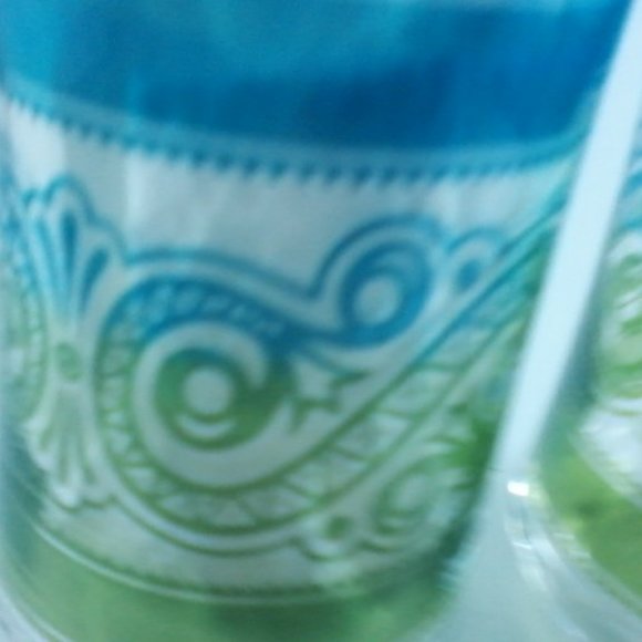 Vintage Two Libbey blue and green swirl design  Juice glasses - Picture 5 of 8